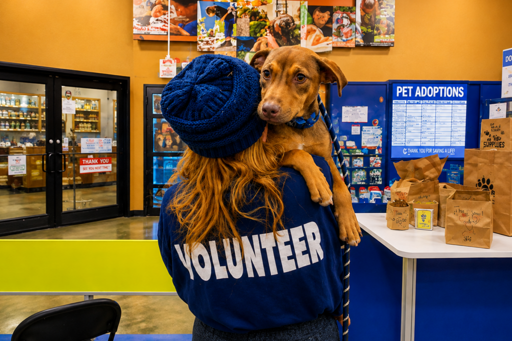 Louisiana SPCA Volunteer assisting with an adoption event.